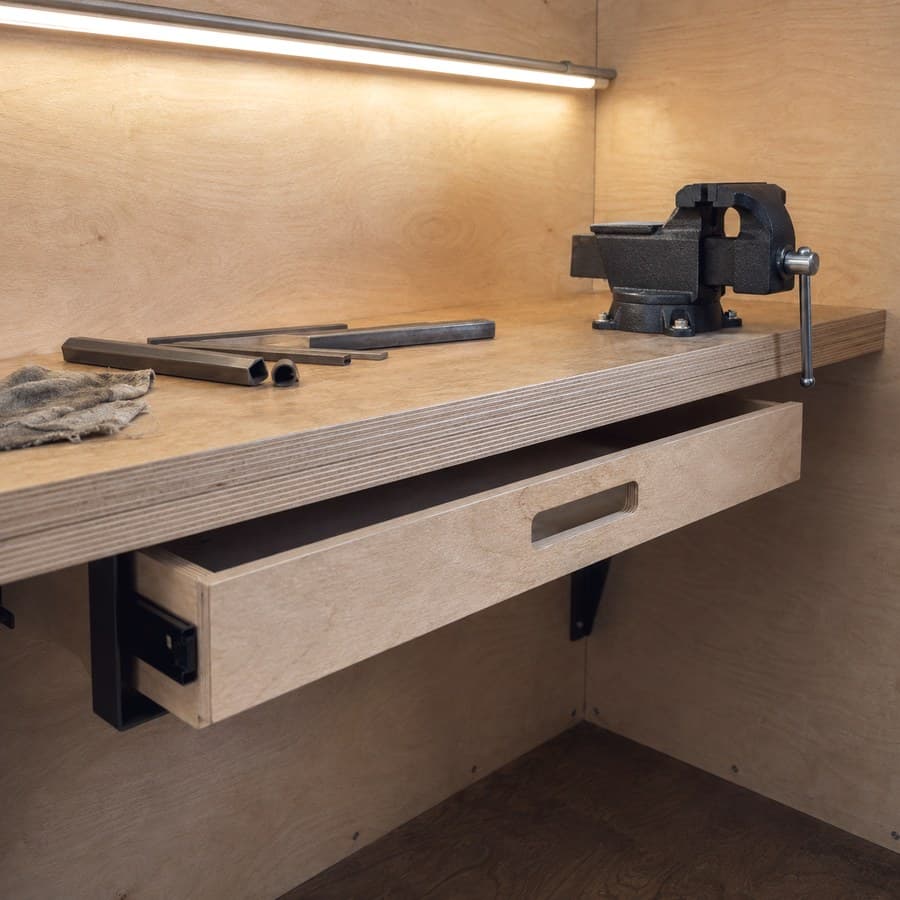 Work top + vise — Set at engine height, not counter height