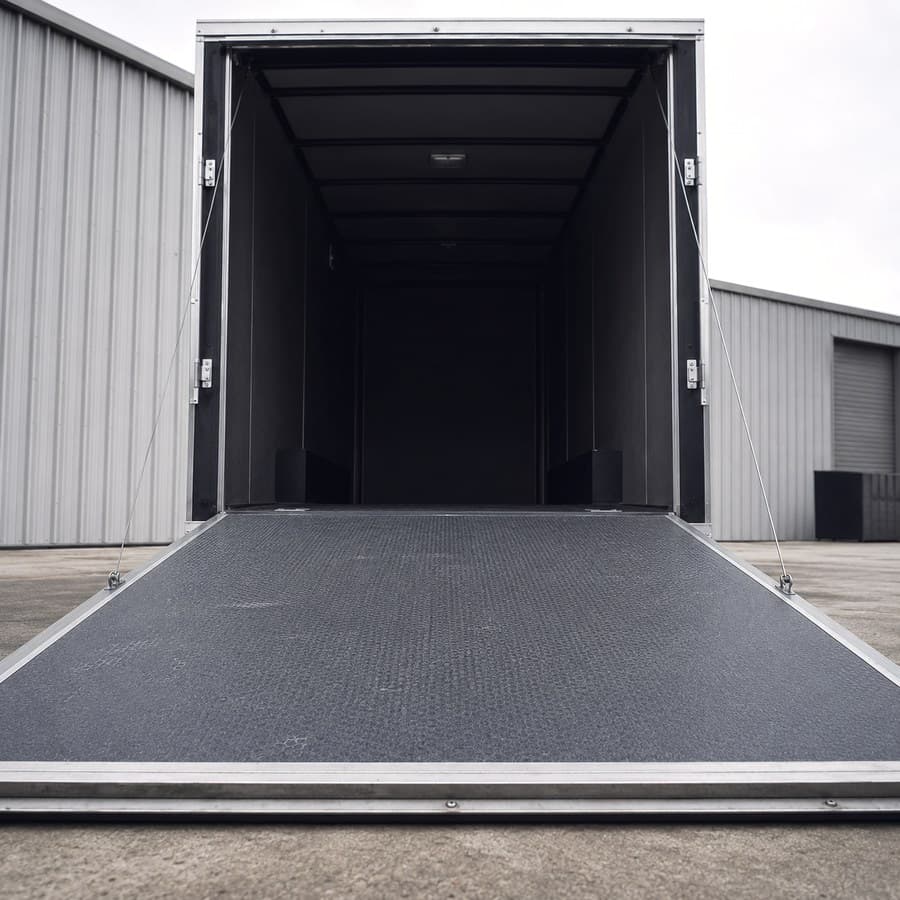 Rear ramp — Spring-assist, transition flap