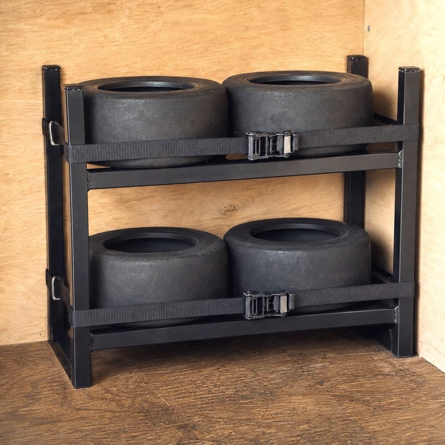Tire rack — Removable, sized to your compound