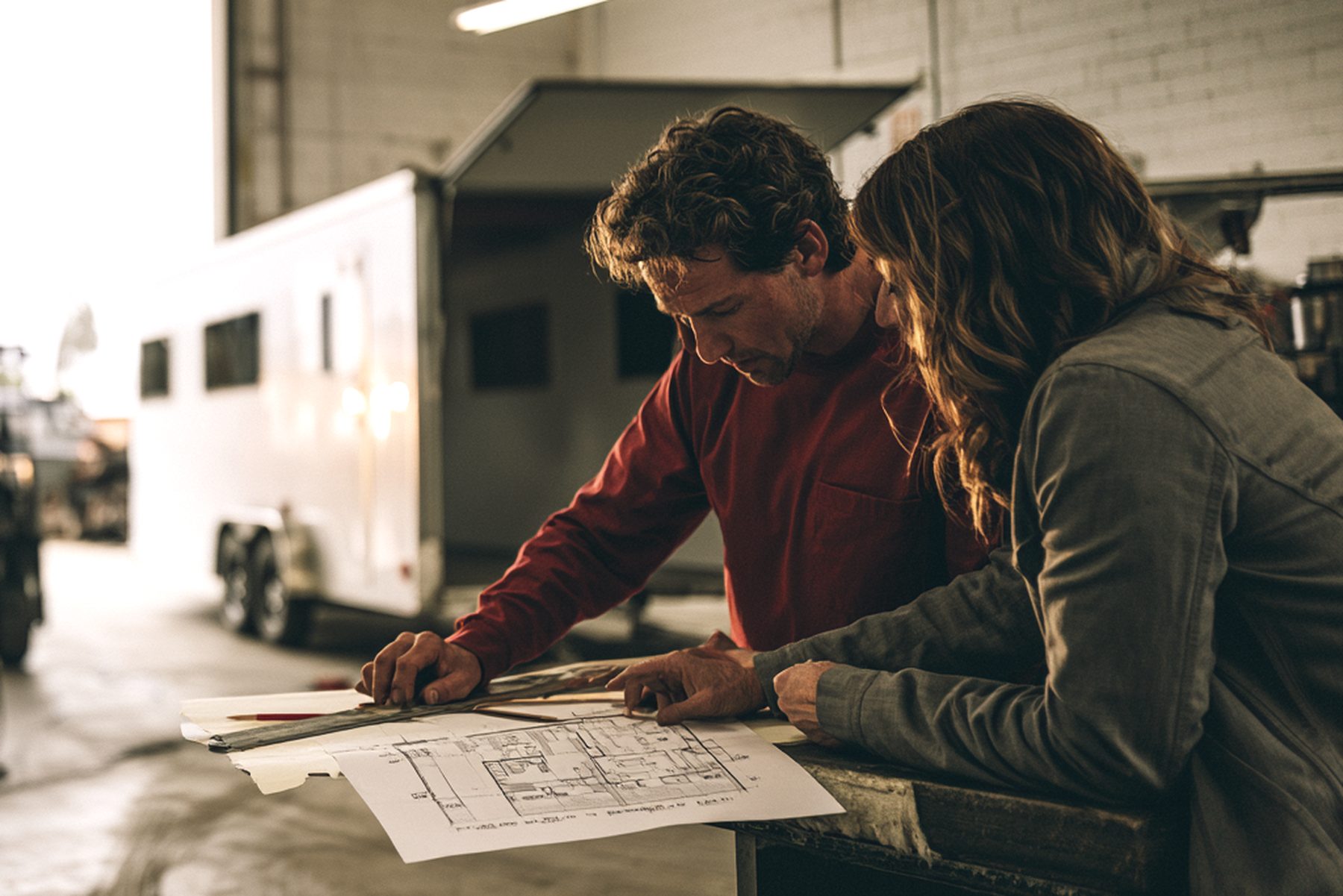 Going through a layout drawing with a customer