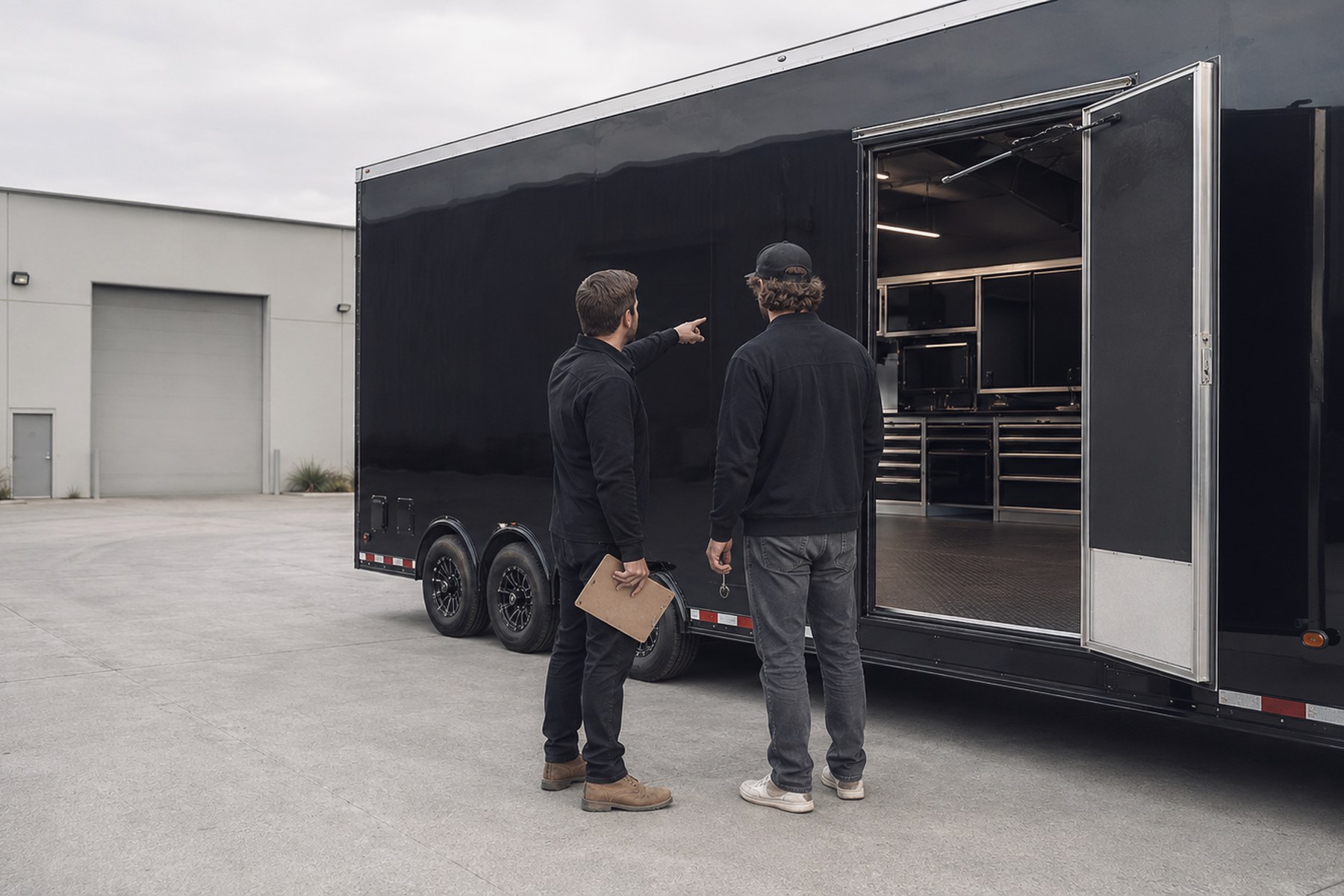Walking a finished trailer with the owner